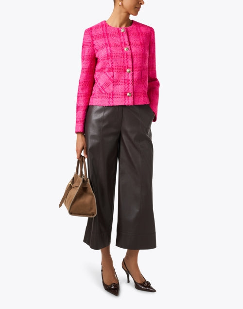 Sally's Elegant Pink Plaid Wool Blend Jacket