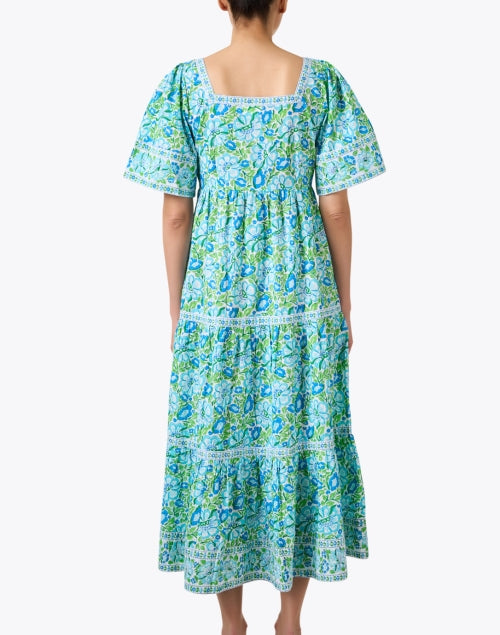 Pink City Prints Women's Blue Maize Floral Patterned Maxi Dress