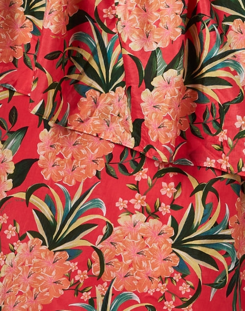 Stylish Red Dress with Pineapple Print and Feminine Design