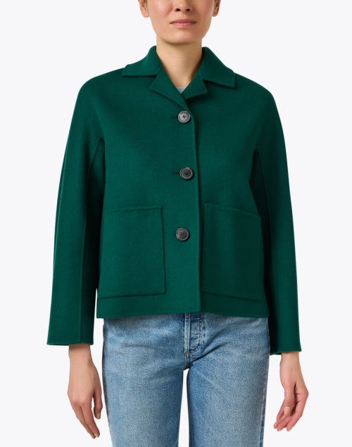 Stylish Green Wool Blend Short Jacket for Weekend Wardrobe