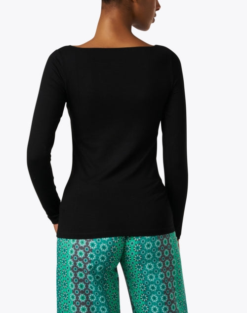Black Elegant Soft-Touch Boatneck Women's Top for Daytime Wear