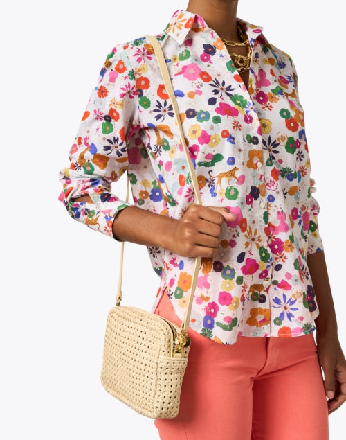 Cream Leather Midi Crossbody Sac Bag for All - Day Chic