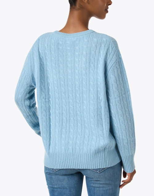 Elegant Blue Cable - Knit Luxury Cashmere Women's Sweater