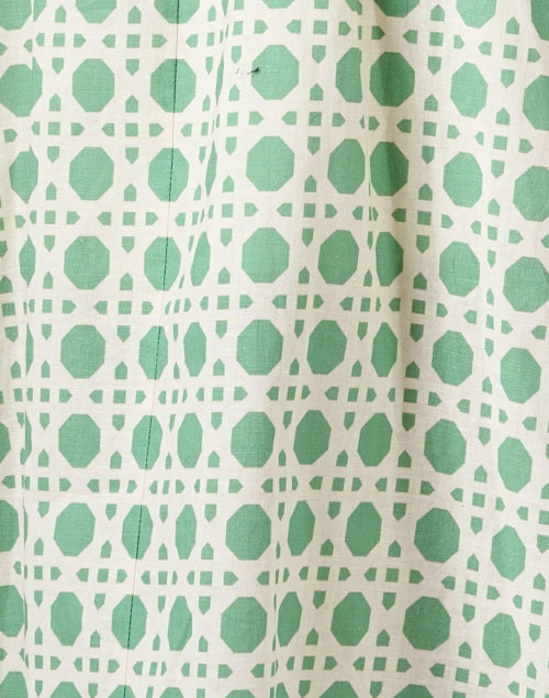 Stylish Carmen Linen-Cotton Dress with Green Print