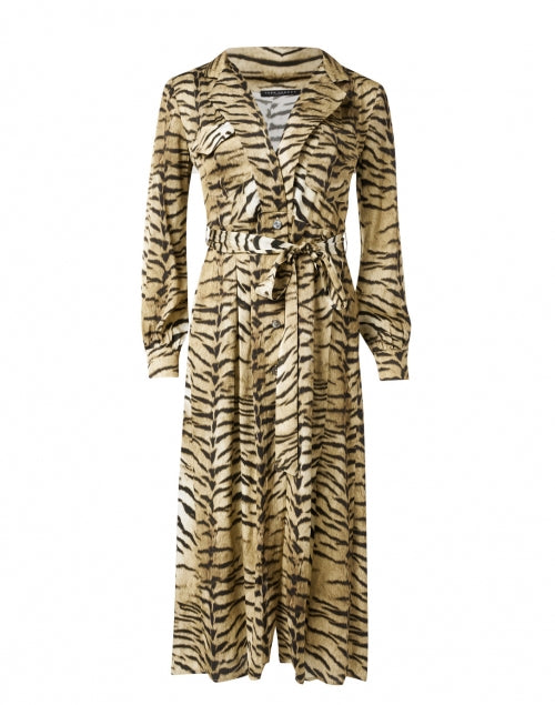 Elegant Beige Animal-Printed Satin Ruxy Dress for All-Day Wear