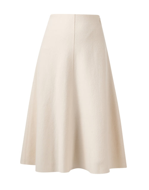Stylish 100% Wool Ivory A-Line Knit Skirt for Versatile Wear