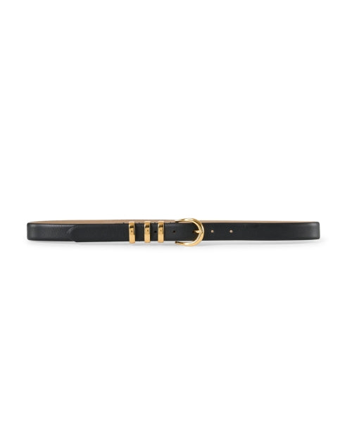 Stylish Kad Black 100% Leather Belt with Gold-Tone Hardware