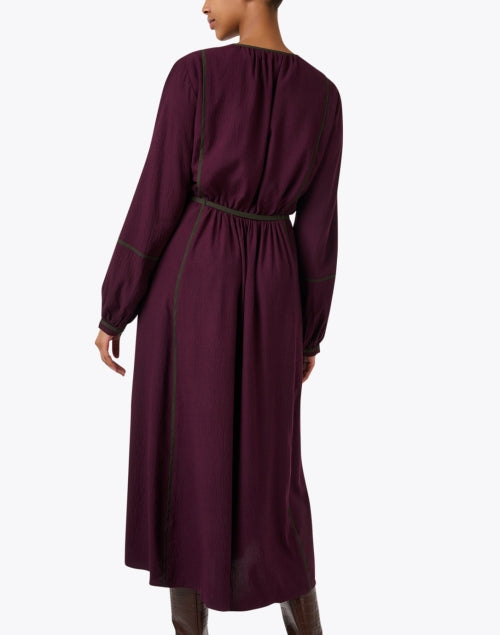Stylish Burgundy Panel - Designed Women's Midi Dress