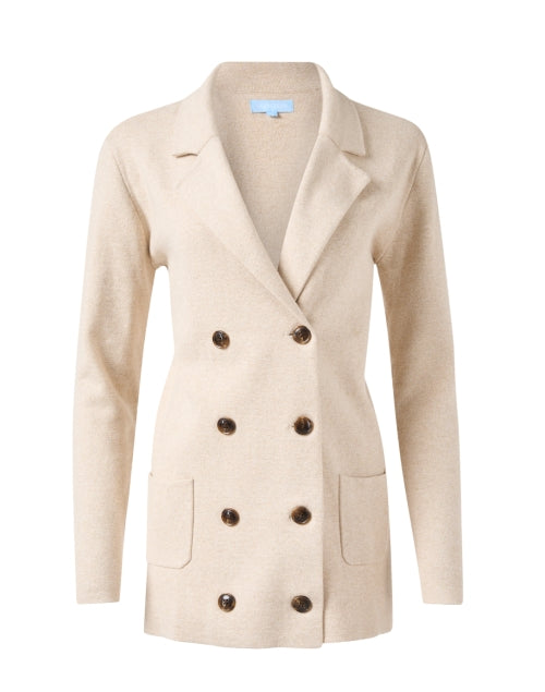 Stylish Milan Cream Cotton - Cashmere Double - Breasted Coat