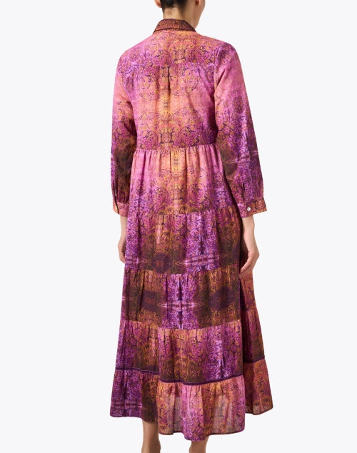 Ro's Garden Jinette Magenta Printed Maxi Shirt Dress for Transitional Weather