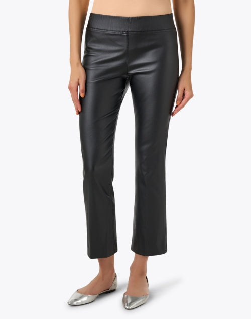 Elliot Lauren Black Coated Stretchable Cropped Bootcut Pull - on Pants