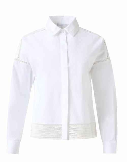 Elegant Sophie White Cotton Top with Delicate Lace Trim