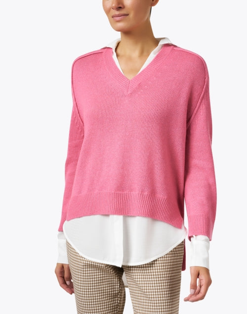 Stylish Aster Pink V-Neck Fashionable Looker Knit Sweater for a Chic Appearance