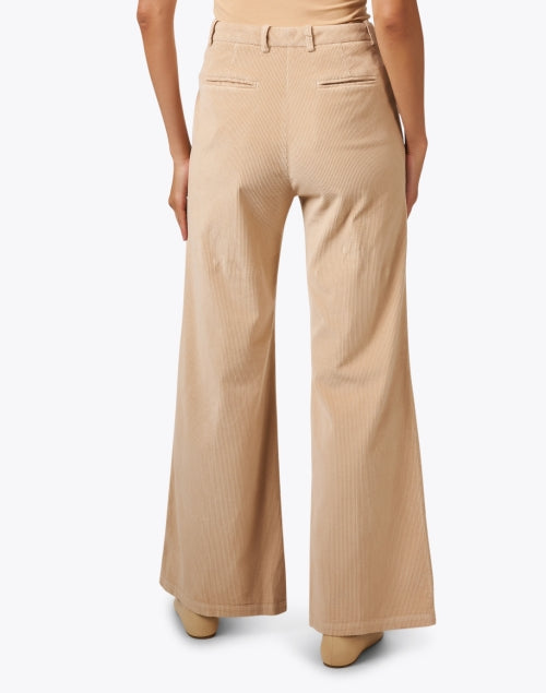 Beige Corduroy Wide Leg Trousers for Everyday Wear