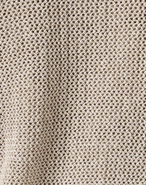 Beige-colored Linen-made Open-knitted Sleeveless Women's Top