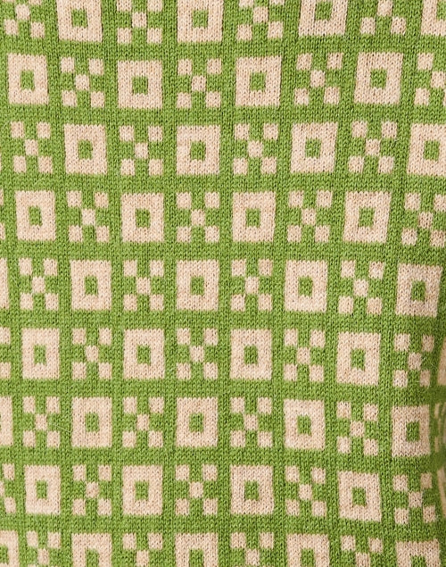 Stylish Paride Green Geometric Intarsia Sweater for Weekend Wear