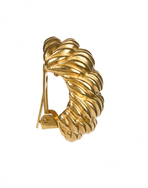 Gorgeous Gold-Plated Clip-On Textured Stud Earrings for Daily Wear