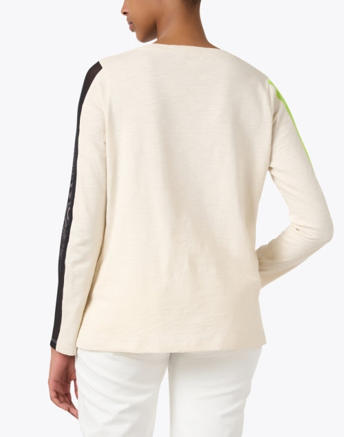 Stylish 100% Cotton Mesh Stripe Cream Top for Weekend Wear