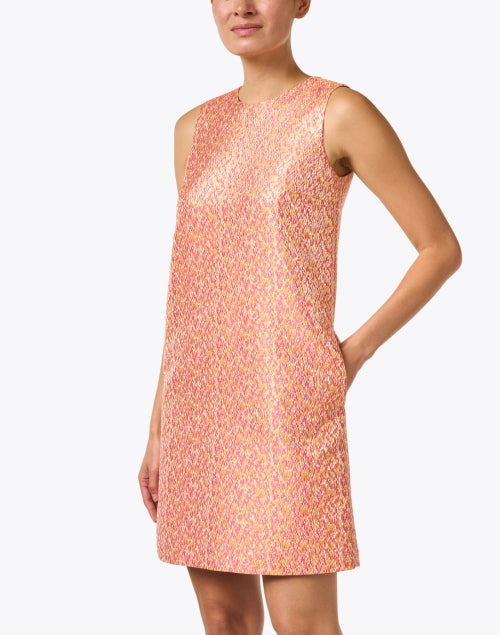 Stylish Orange Jacquard Women's Shift Dress for Special Occasions