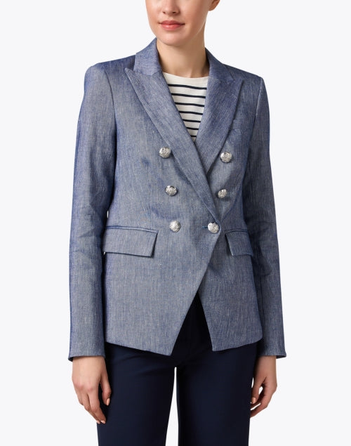 Stretchy Blue Linen Miller Dickey Jacket by Veronica Beard