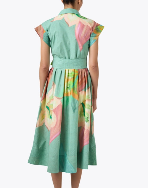 Stylish Green Floral Patterned Women's Dress