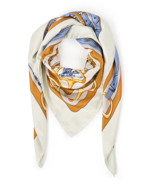 Italian Crafted Multi Print Silk Square Scarf with Equestrian Motif
