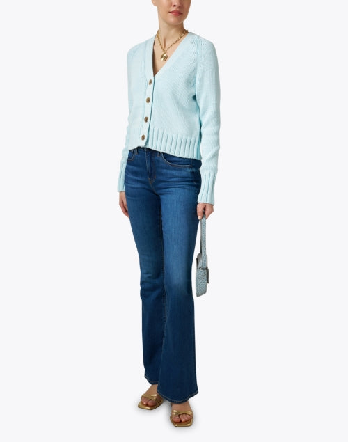 Stylish Stefania Blue Croc-Embossed Leather Baguette Shoulder Bag