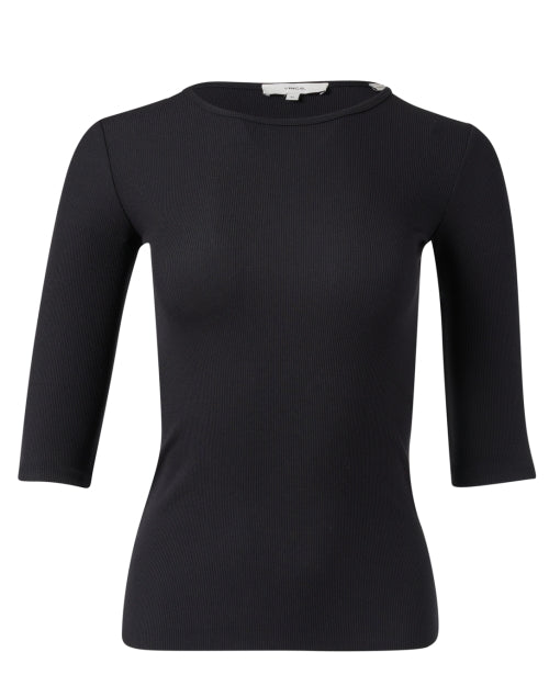 Classic Black Cotton Elbow Sleeve T - Shirt for All - Purpose Wardrobe
