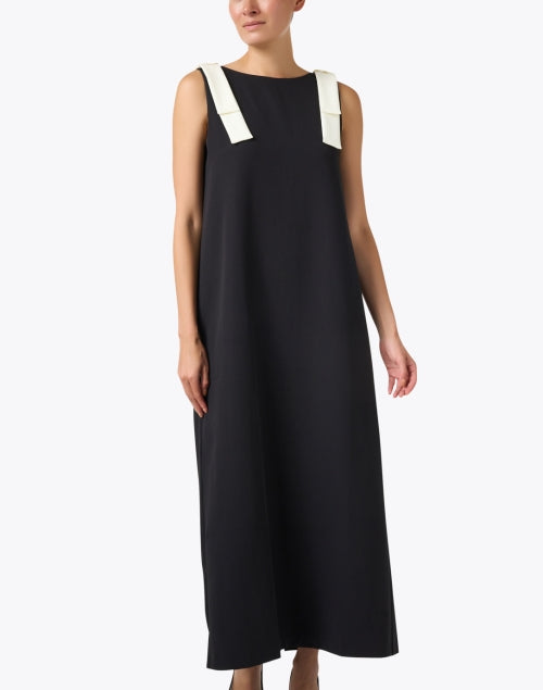 Elegant Michelle Black Dress with Stylish White Accents