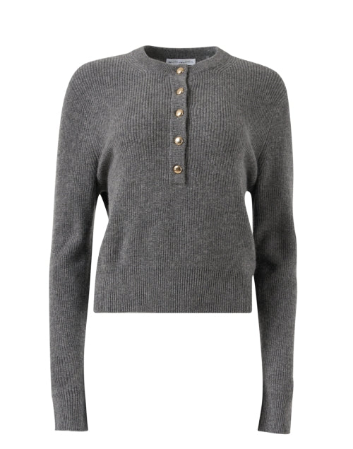 Stylish Grey Cashmere Men's Henley Knit Sweater for Seasonal Wear