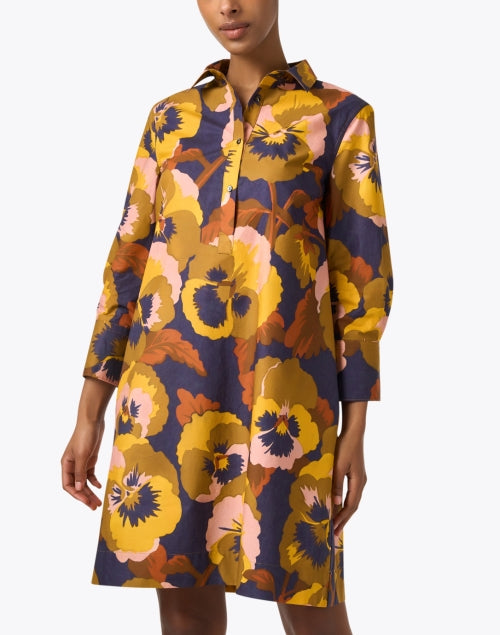 Stylish Jackie Cotton Dress with Multi Pansy Print