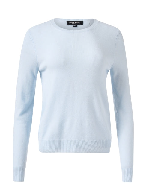 Light Blue Luxury Cashmere Crew Neck Sweater for Spring