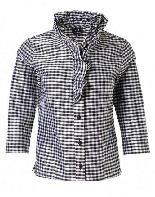 Stylish Celine Silk Shirt in Black and White Check Pattern