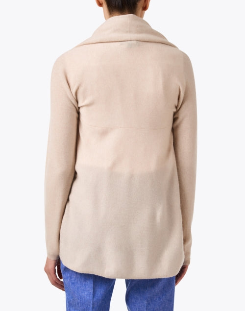 Versatile Sand-Colored Cashmere Circular Knit Cardigan for a Polished Look