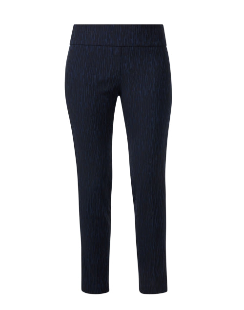 Stylish Navy and Black Elastic Waist Pull - On Ankle Pants