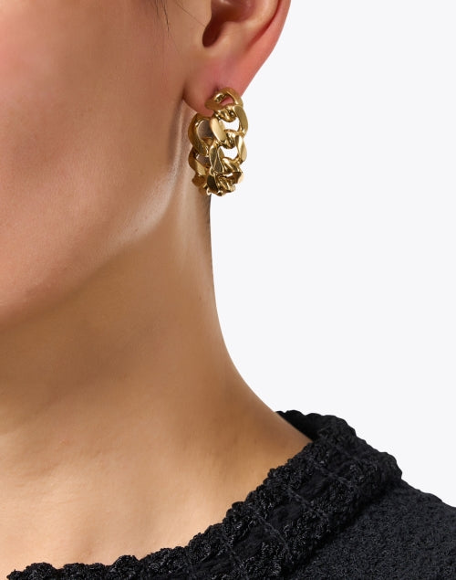 Stylish Gold-Plated Maillon Chain Link Hoop Earrings for Elegant Looks