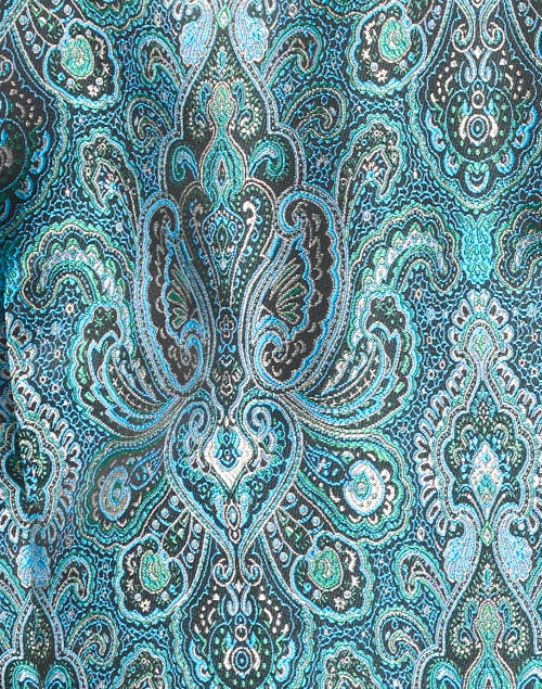 Stylish Blue Paisley Woven Silk Rita Nottingham Jacket for Women