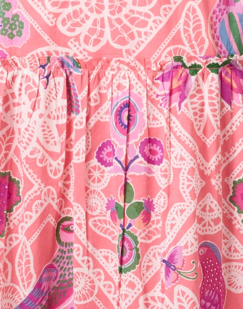 Bazaar Women's Fashionable Pink Printed Cotton Maxi Dress