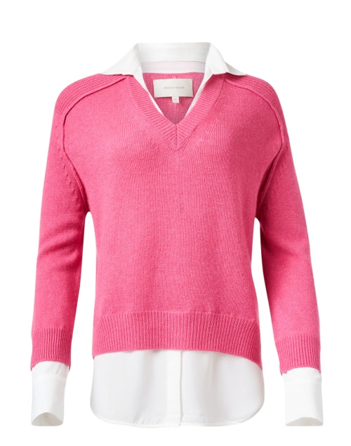 Stylish Aster Pink V-Neck Fashionable Looker Knit Sweater for a Chic Appearance