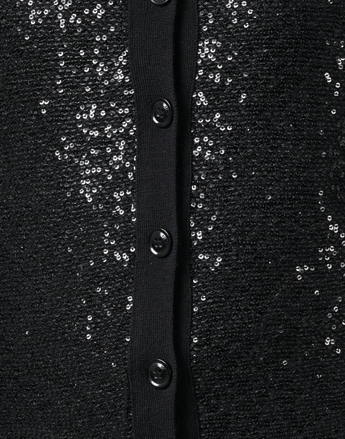 Stylish Black Sequin-Embellished Wool and Silk Blend Cardigan for Fashionable Wear