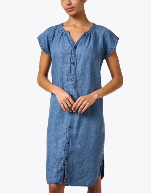 Indigo Linen Twill Lucy Shirt Dress for Casual Styling