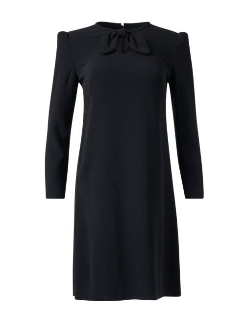 Elegant Velma Black Stretch Crepe Women's Shift Dress