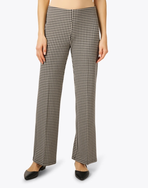 Jules Knit Pull - On Wide - Leg Trousers in Black and Tan Check