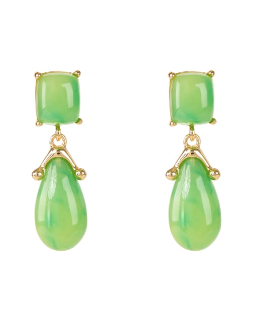 Kenneth Jay Lane 22k Gold - Plated Green Jade Square Drop Fashion Earrings