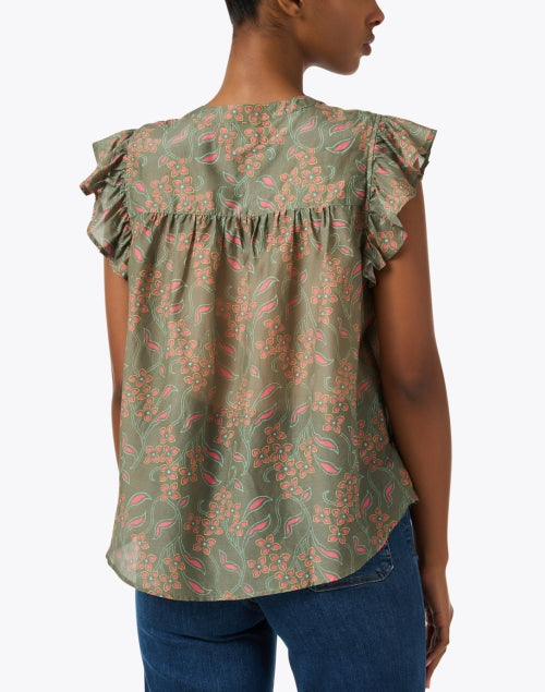 Xirena Bria Olive Green Printed Cotton - Silk Stylish Top