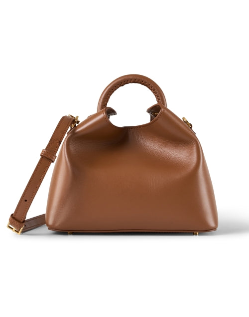 Exquisite Cognac Leather Baozi - Style Handbag by Elleme