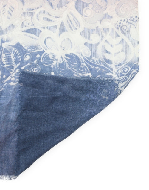 Navy Ombre-Printed Lightweight Silk Cashmere Scarf for New Season