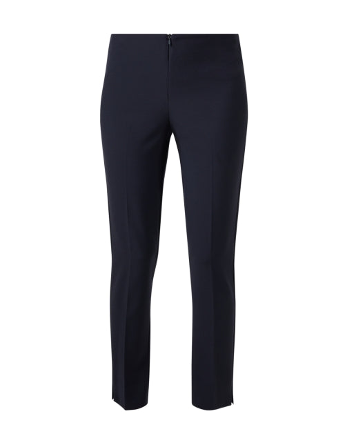 Navy Premium Stretch Crepe Front-Zip Ankle Pants by Estelle and Finn
