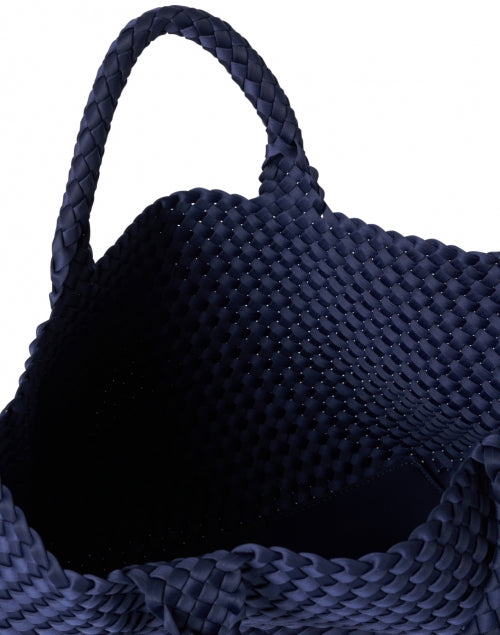 St. Barths Medium-sized Navy Blue Woven Neoprene Handbag - Ideal Tote with Matching Pouch