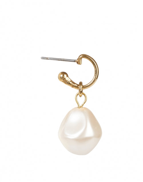 Exquisite Gold and Pearl Hoop Drop Fashion Earrings by Jennifer Behr